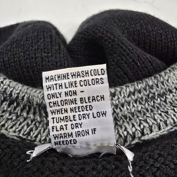 Patchwork Cardigan Sweater Womens Lg Petite Black Gray Colorblock Lagenlook Knit - Picture 7 of 7